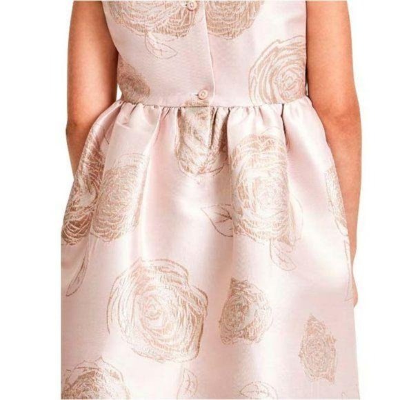 NWT Girls Foil Floral Jacquard Dress Fit Flare - Picture 4 of 7